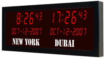 led clock calendar 2-zone with names 6 digits 2_3 inch